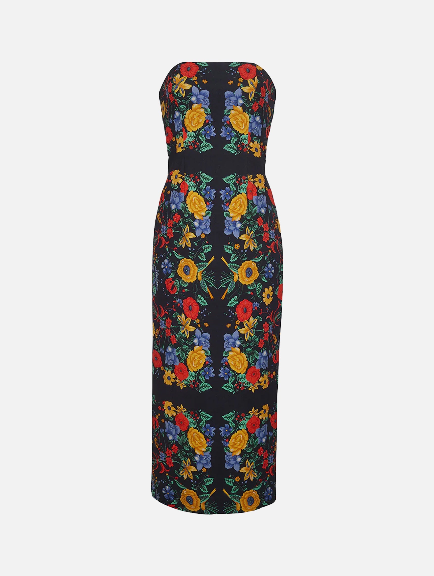 Leah Midi Dress in Floral Scarf Black