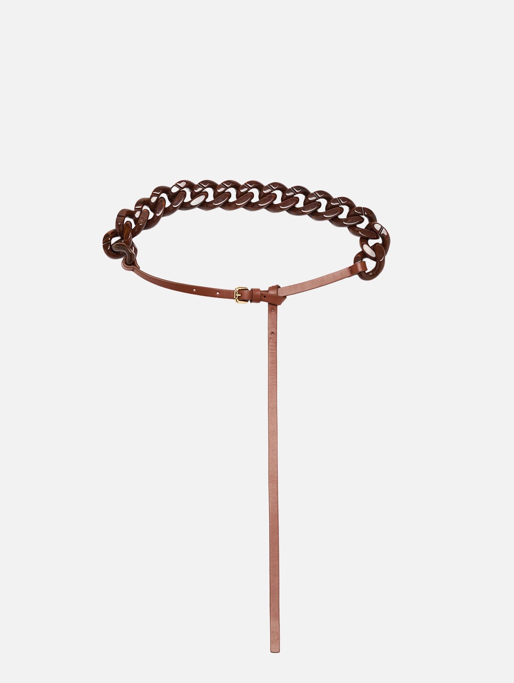 Leather Belt Marbled Chain in Toasted