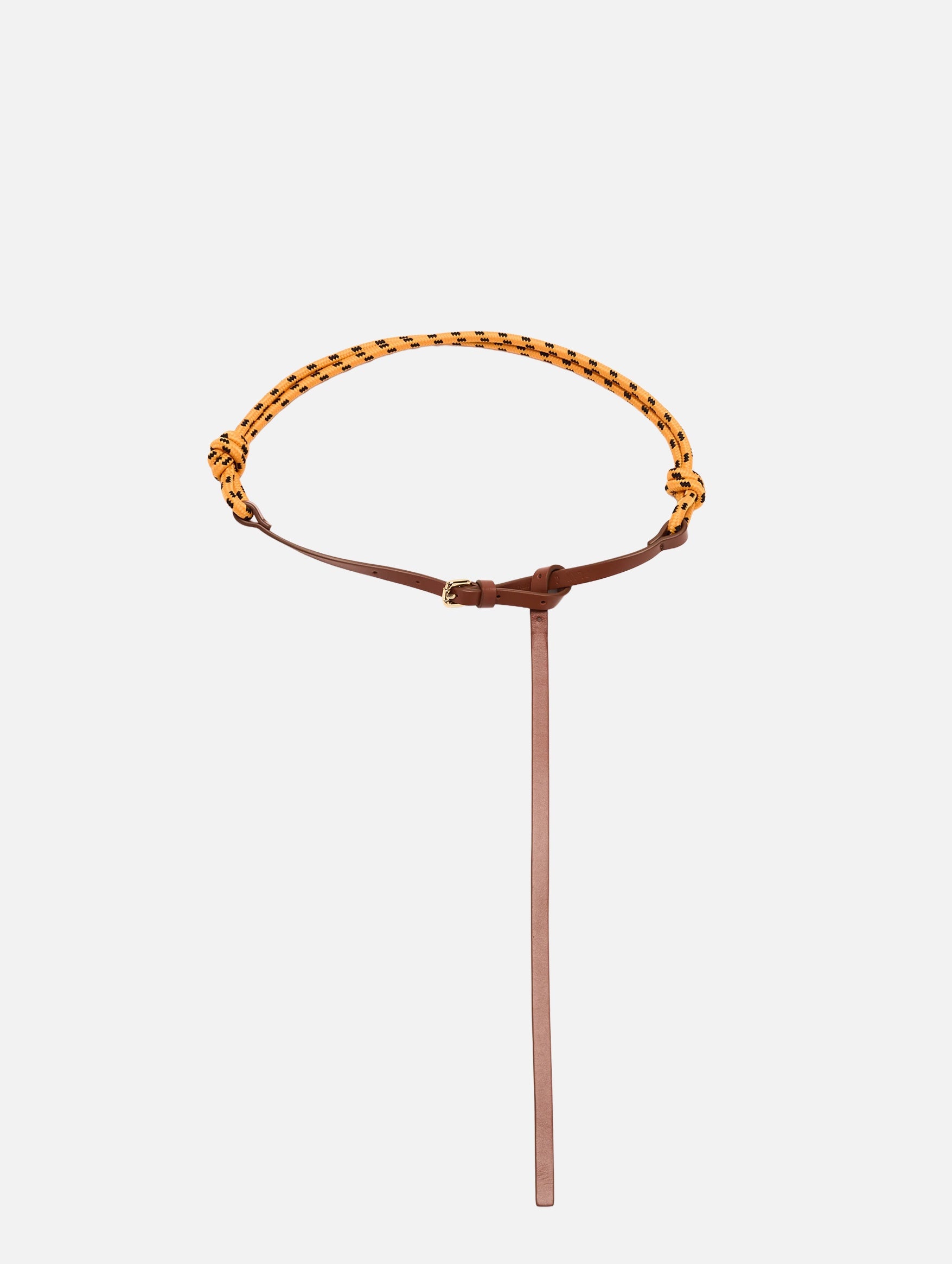 Leather and Rope Belt in Orange/Black