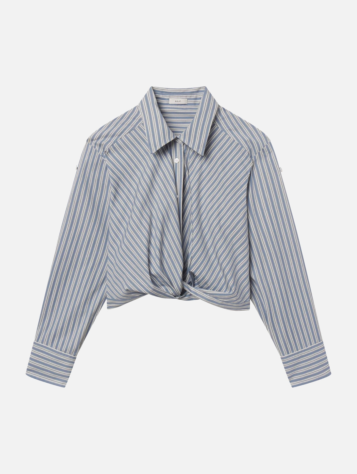 Leo Cotton Top in White and Steel Blue