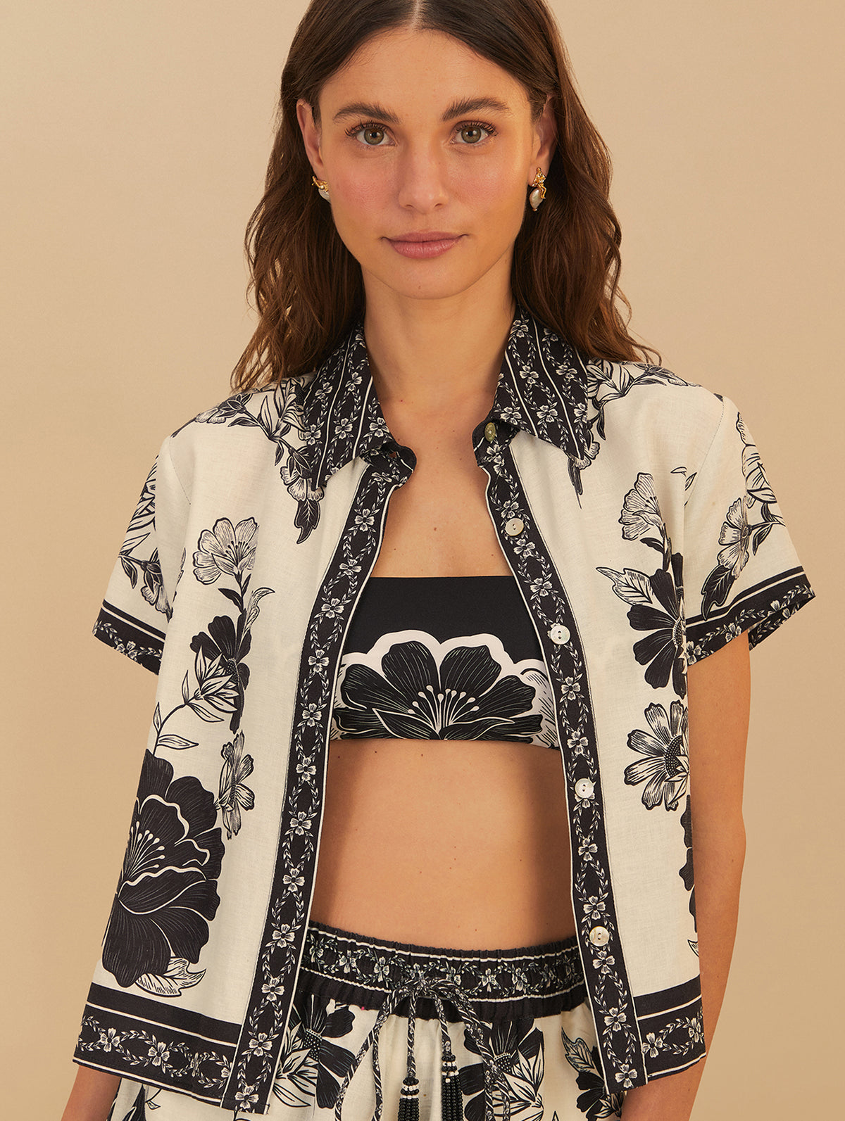 Flower Leopards Shirt in Off-White Multi