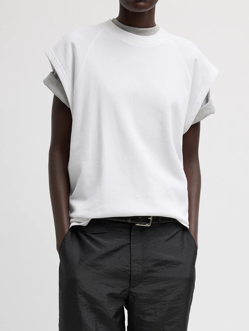 Light Weight Sweatshirting Sleeveless Easy Top in White