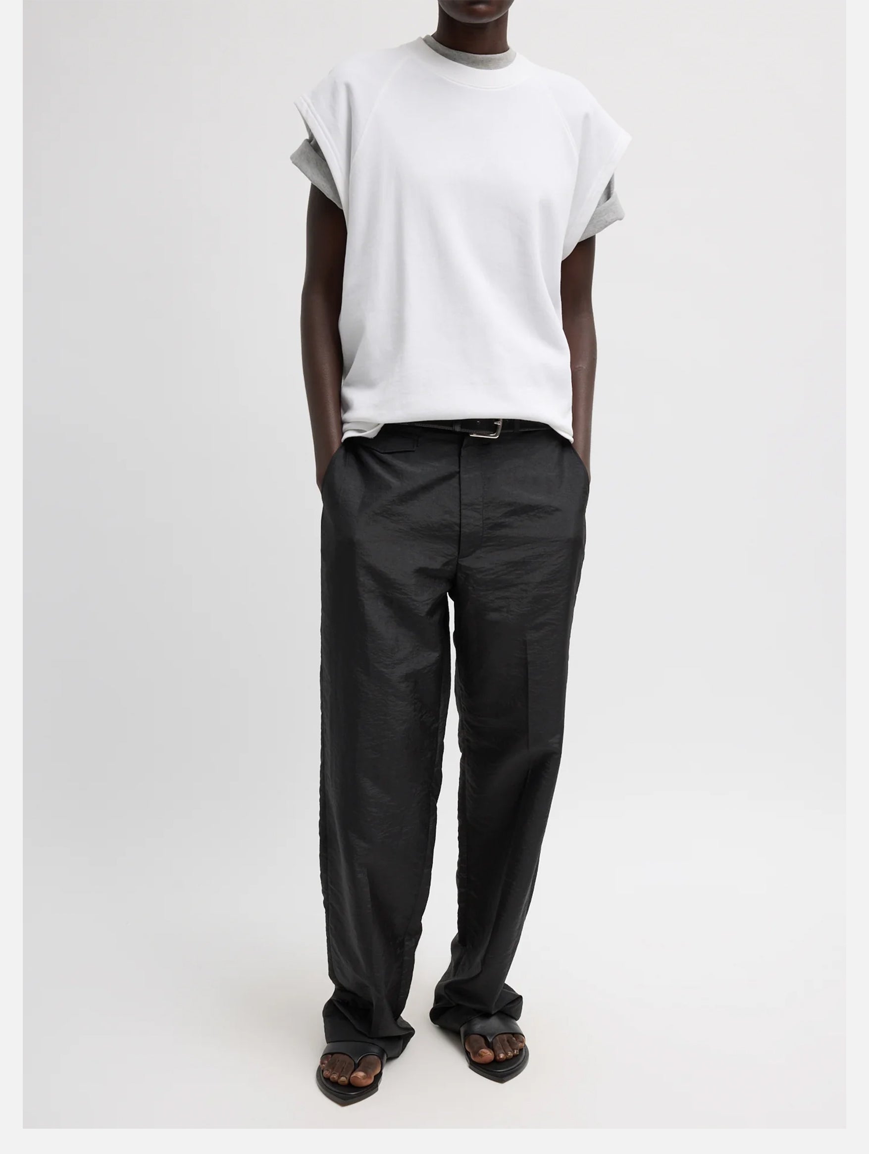 Light Weight Sweatshirting Sleeveless Easy Top in White