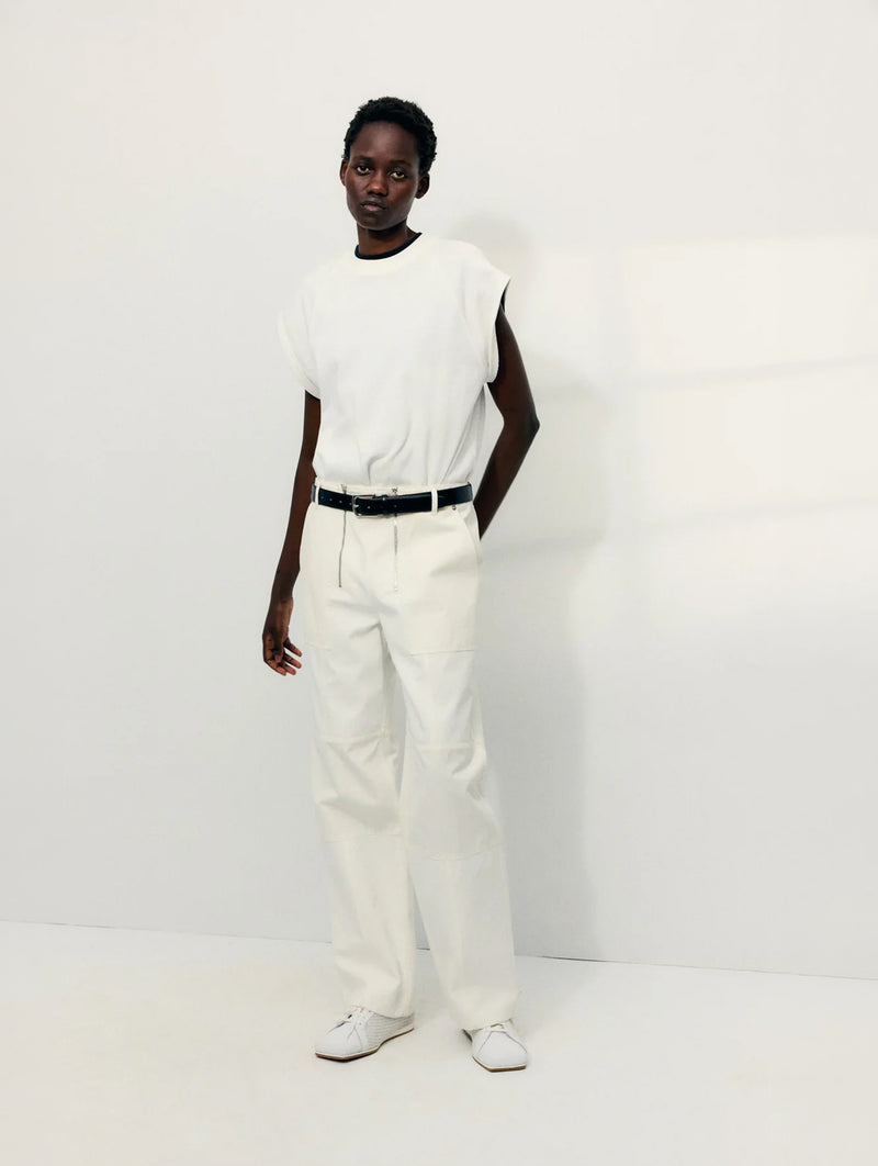 Light Weight Sweatshirting Sleeveless Easy Top in White