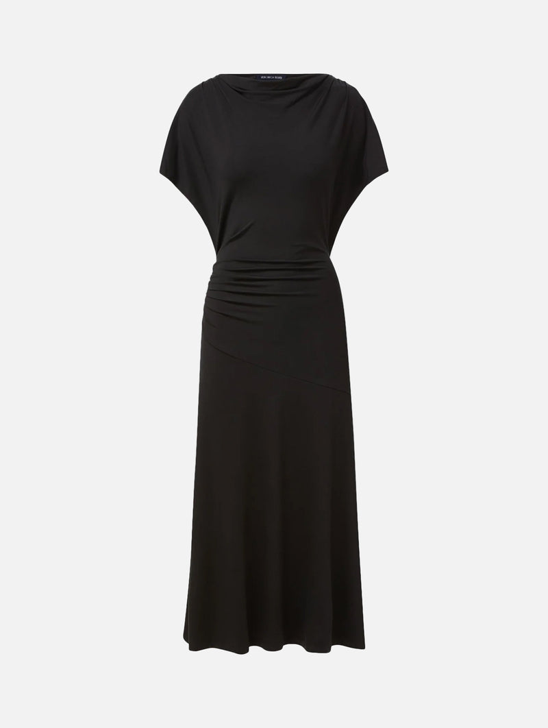 Lila Ruched Midi Dress in Black