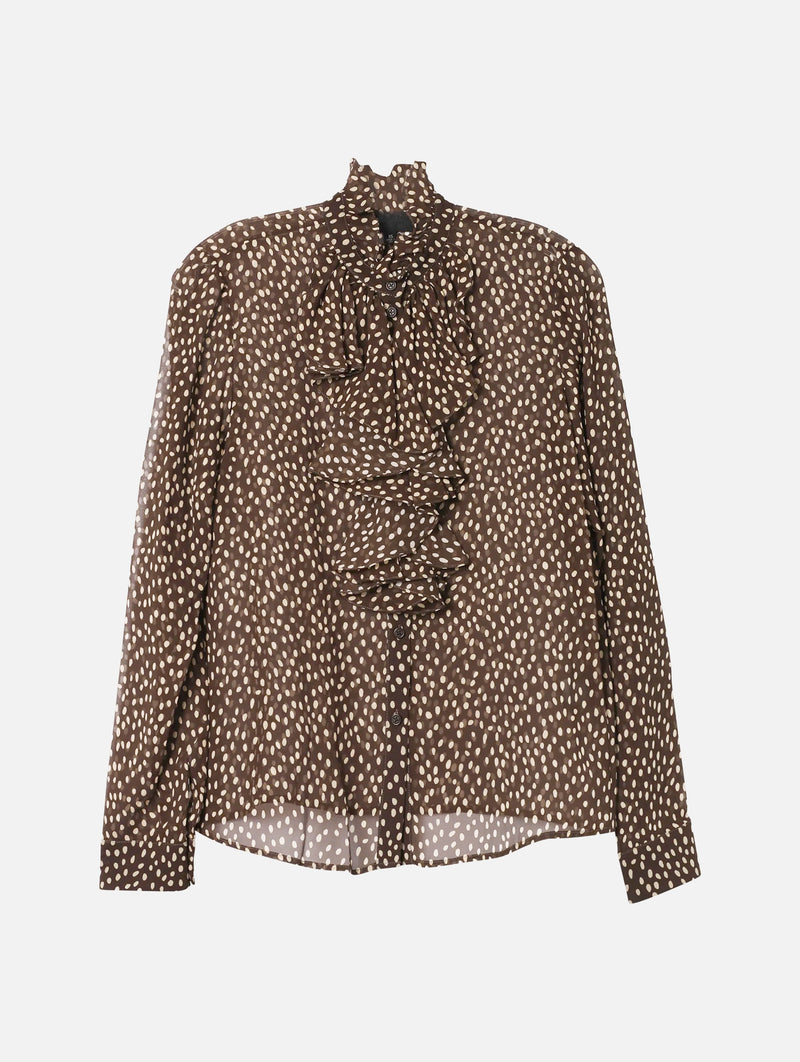 Lily Blouse in Brown/Cream Wild Dots