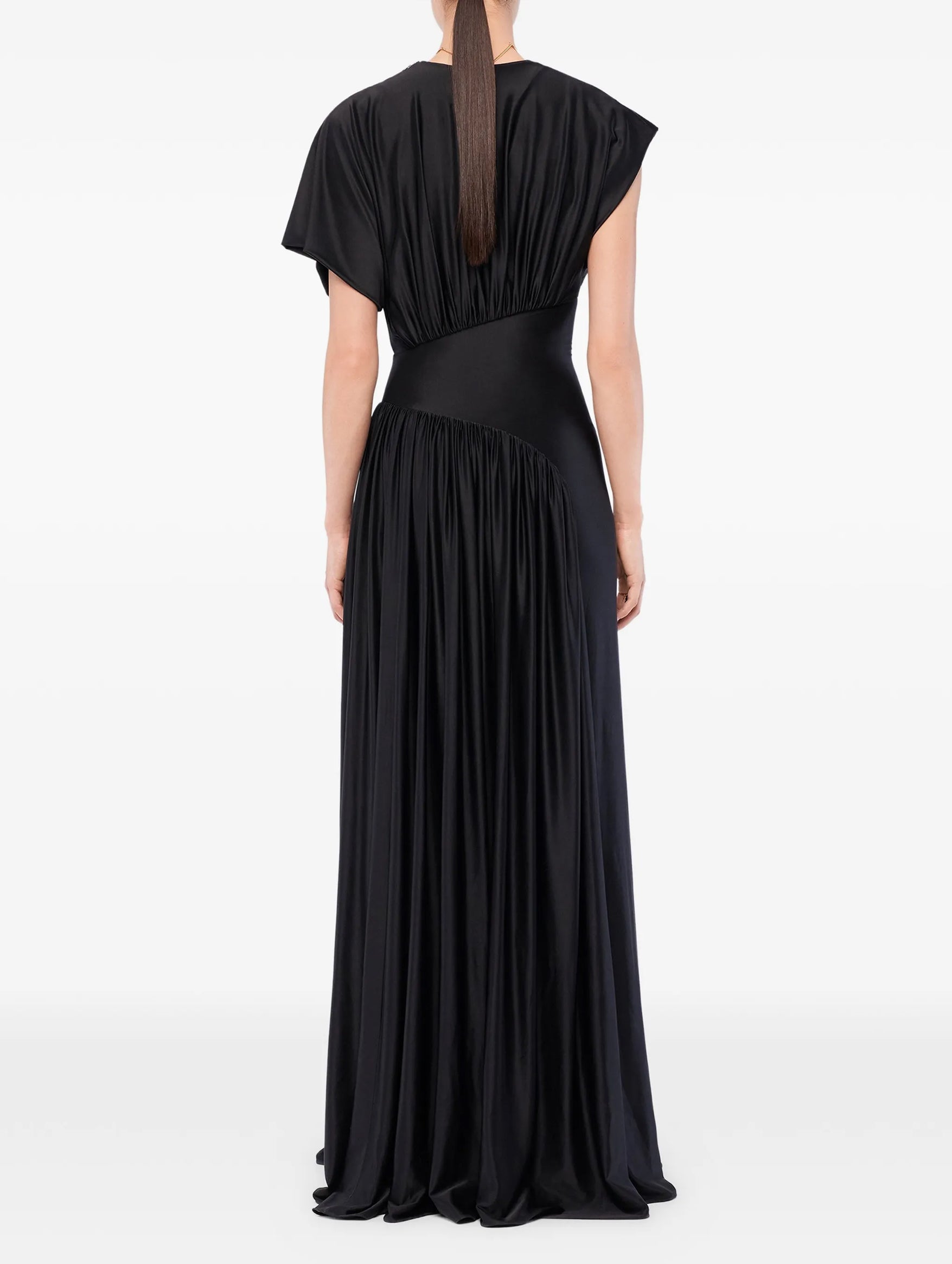 Long Dress With Ruched Details in Black