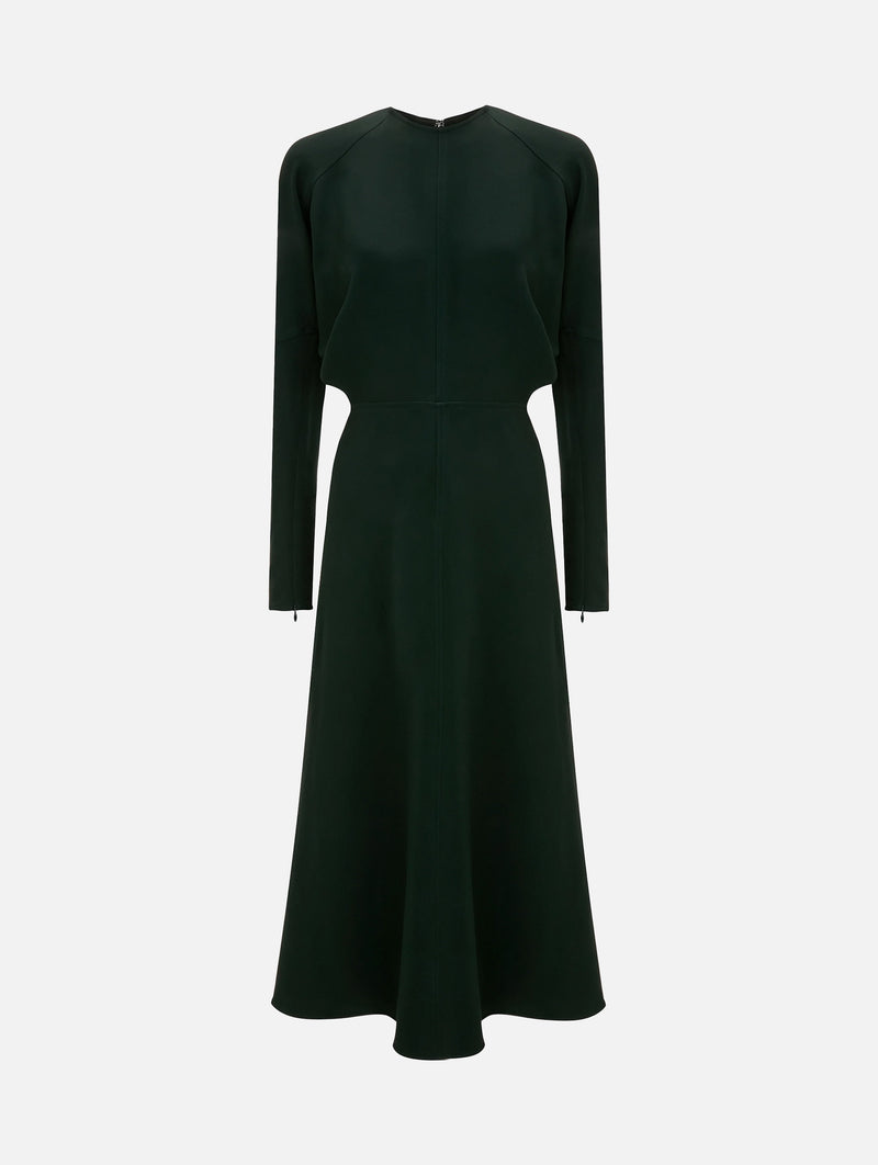 Long Sleeve Dolman Midi Dress in Dark Pine