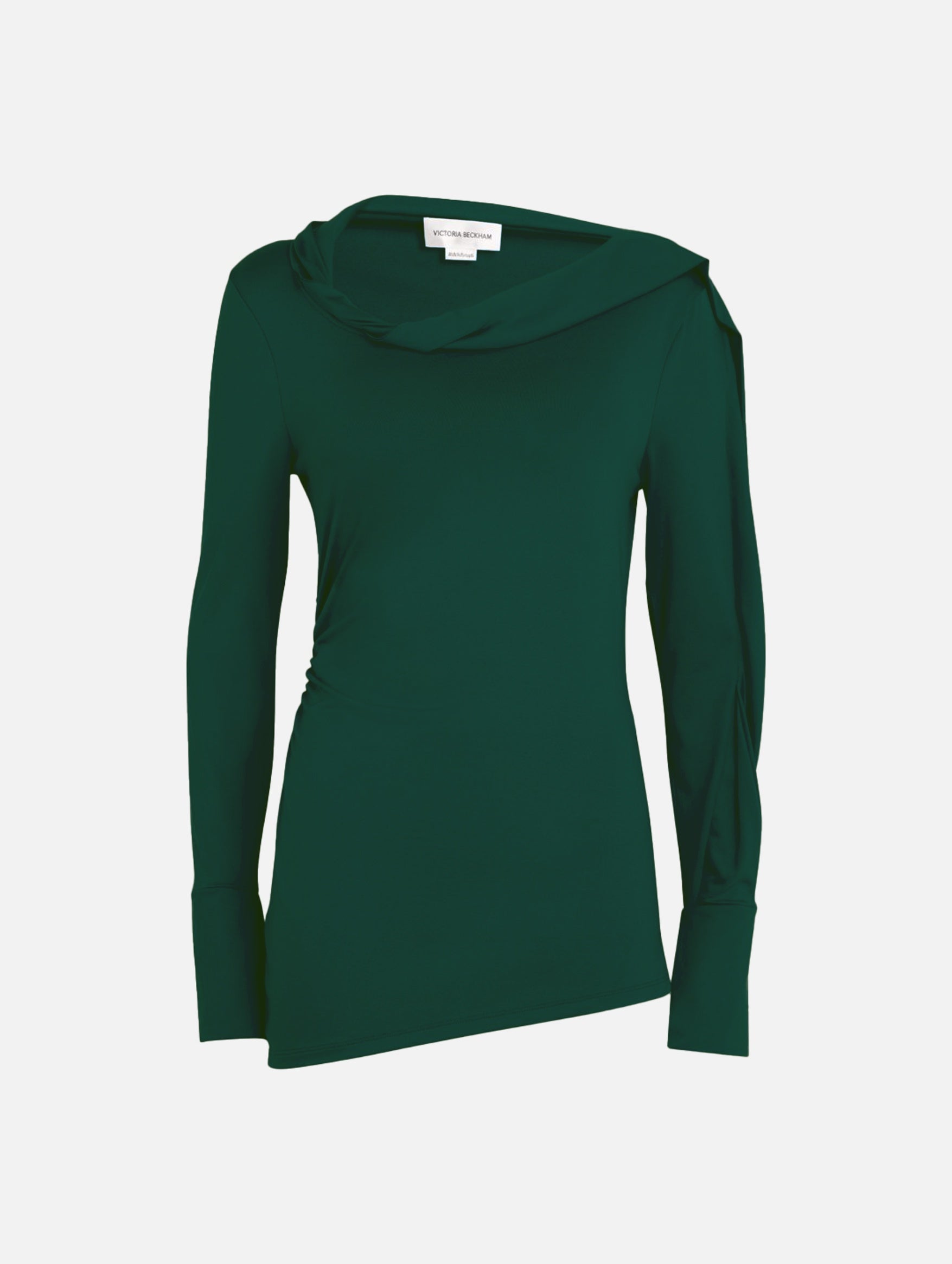 Long Sleeve Draped Jersey Top in Seaweed