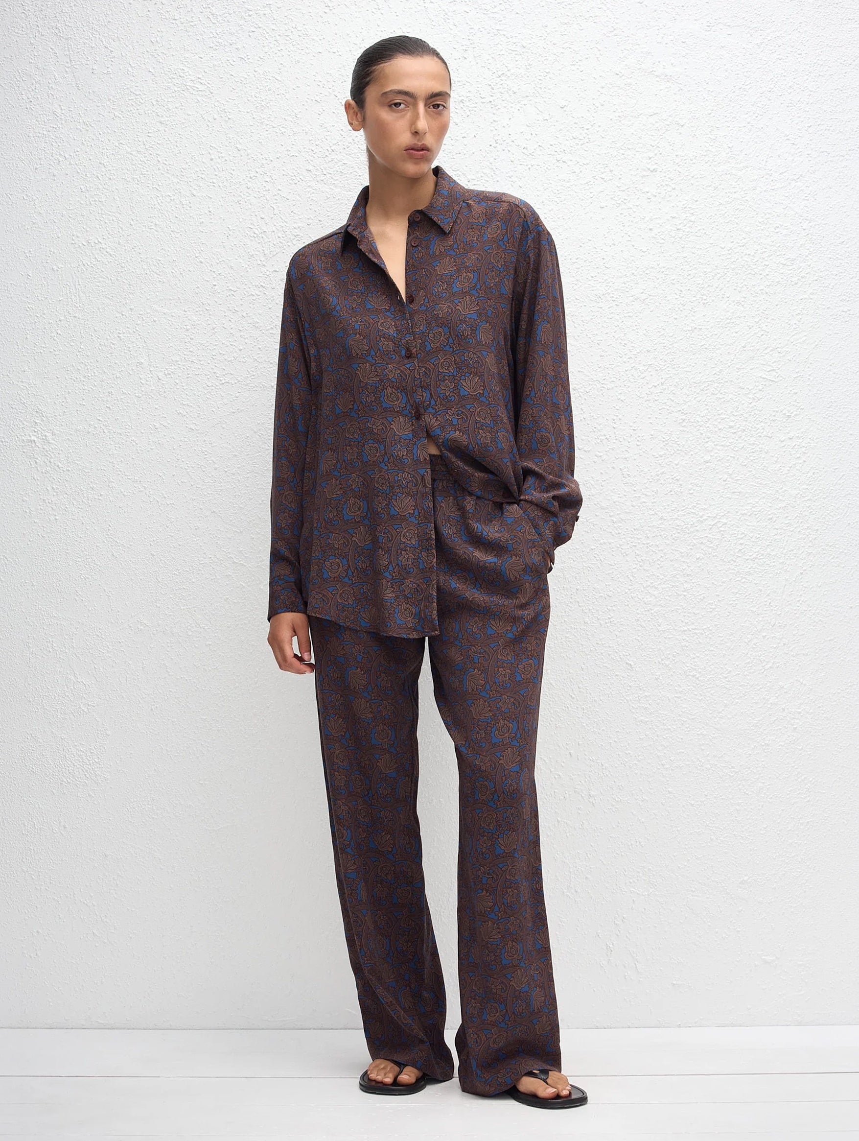 Long Sleeve Silk Shirt in Marrakesh