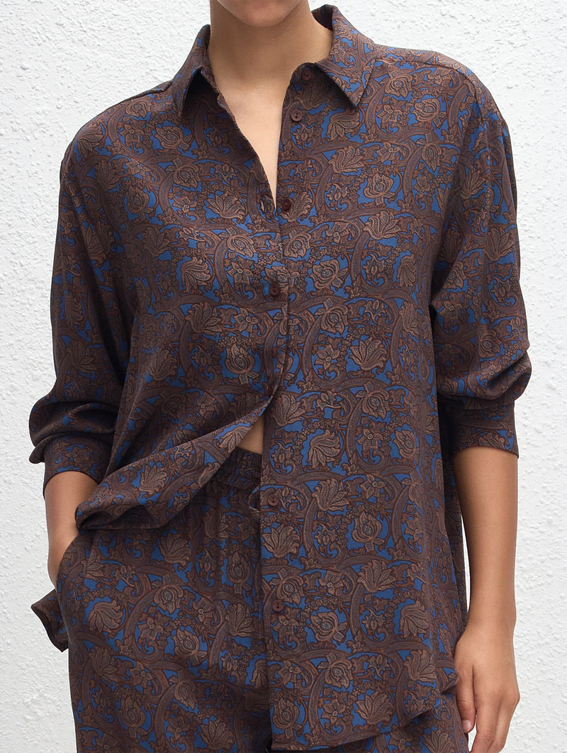 Long Sleeve Silk Shirt in Marrakesh