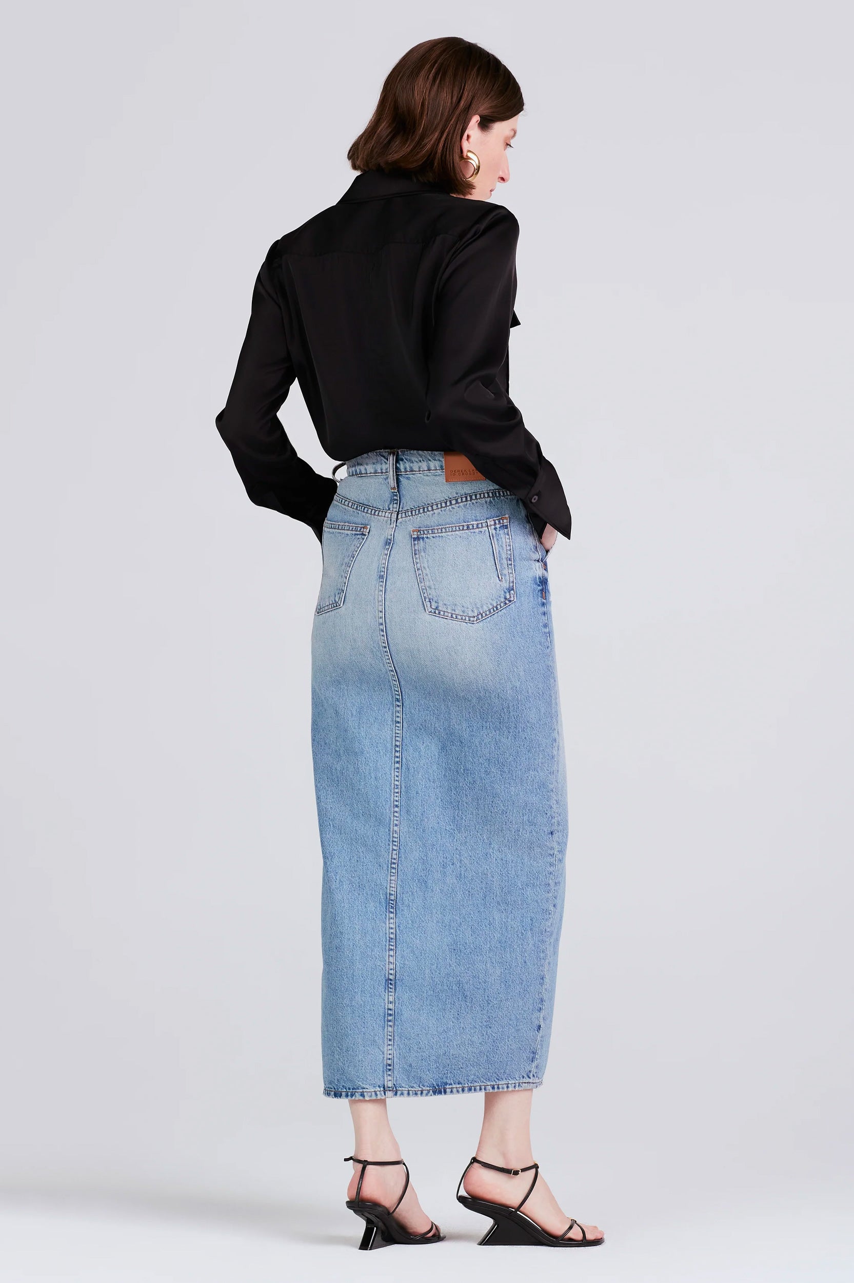 Lu High Rise Maxi Skirt in Denim