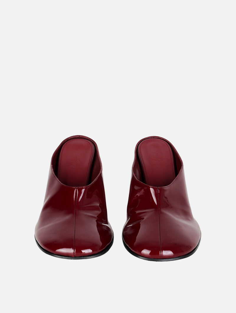 Lucille Mule in Patent Oxblood