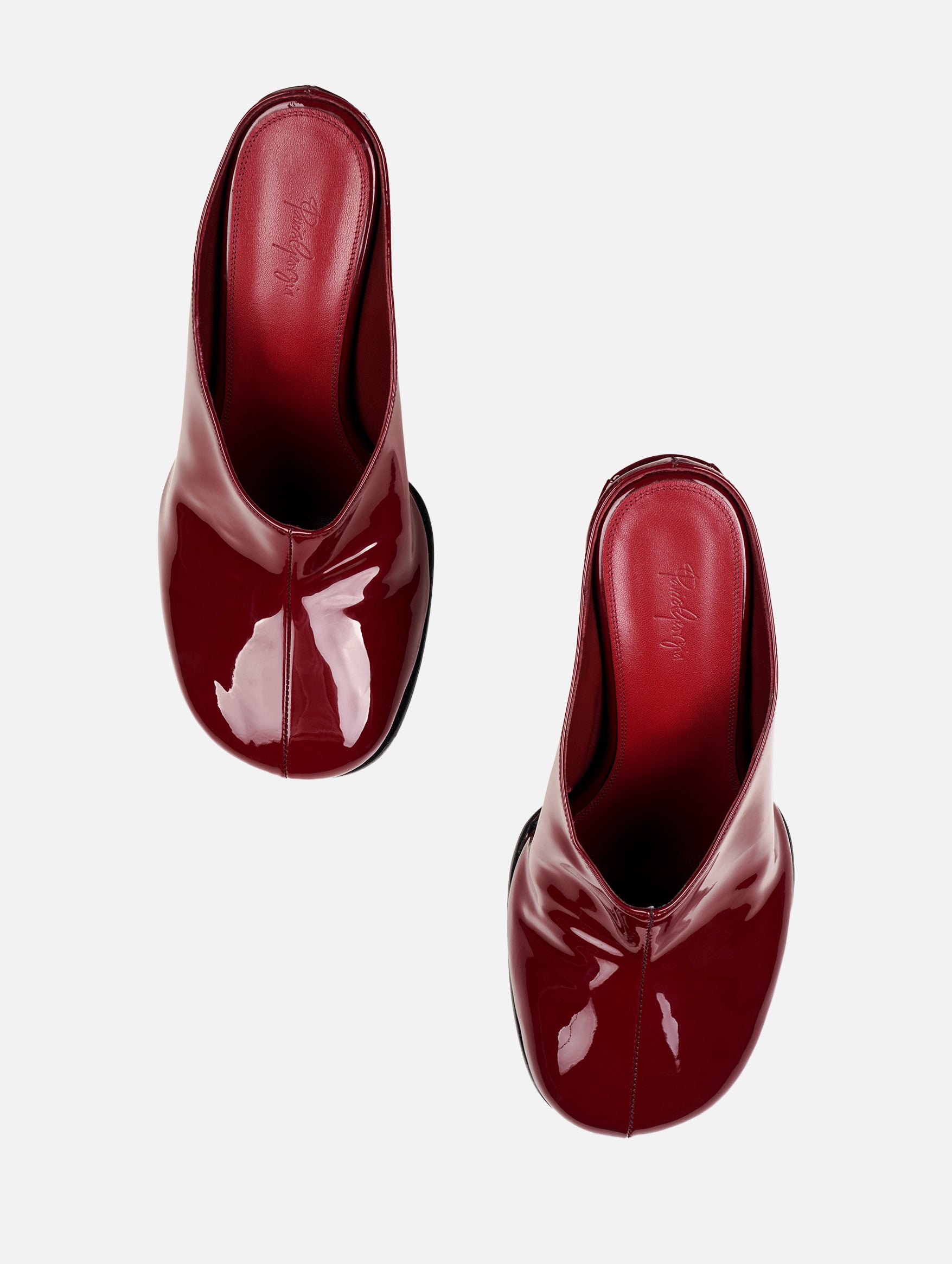 Lucille Mule in Patent Oxblood