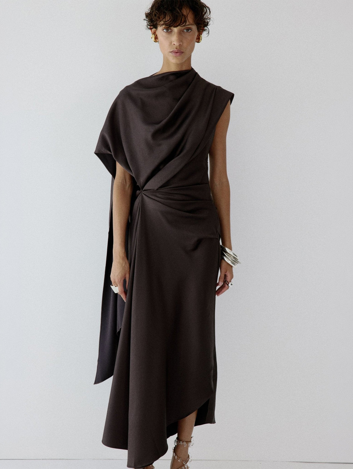 Lunessa Midi Dress in Umber Brown