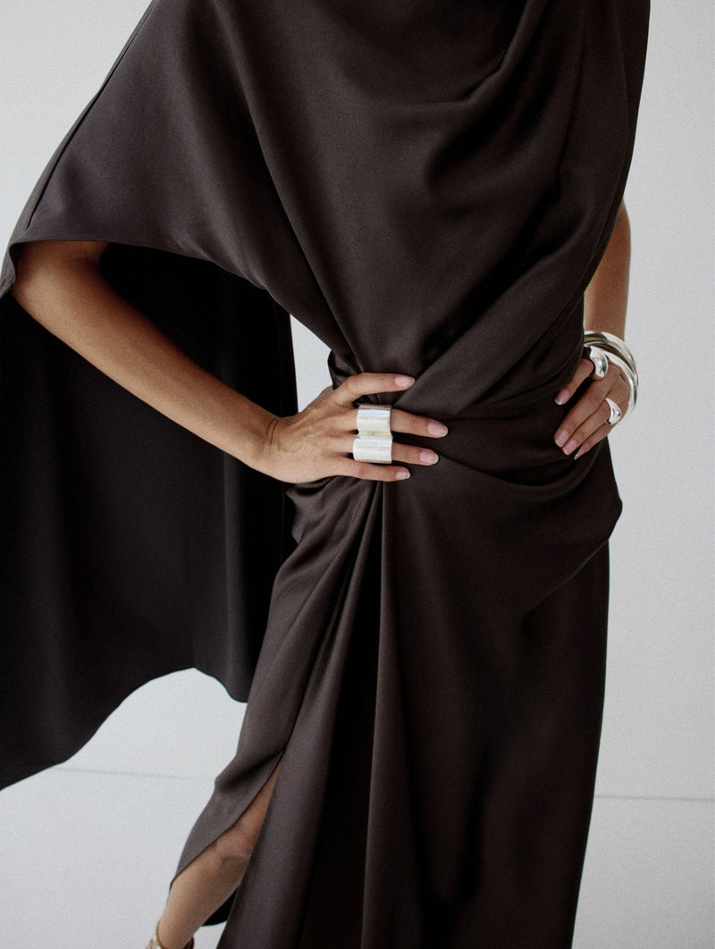 Lunessa Midi Dress in Umber Brown