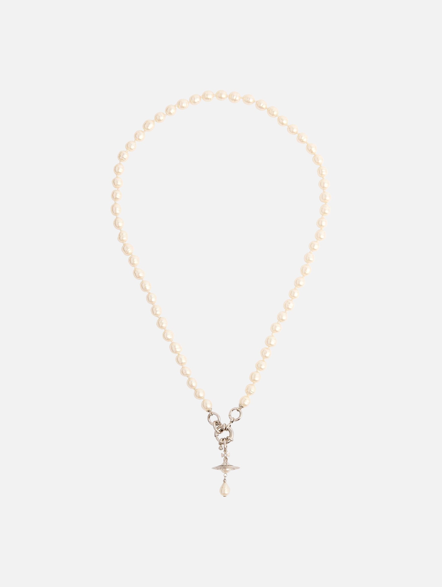 Man. Aleksa Necklace in Platinum, Creamrose Pearl & Crystal