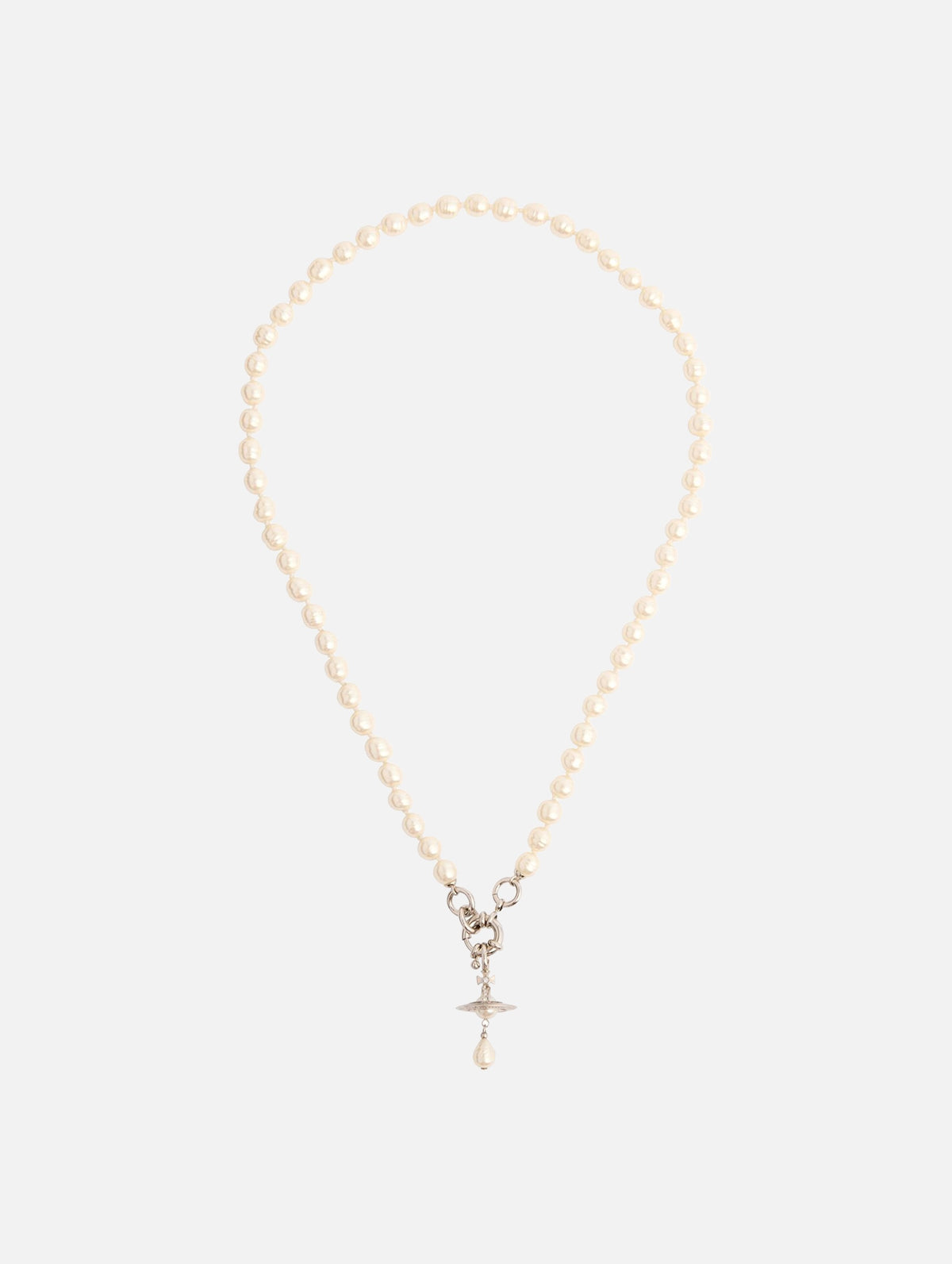 Man. Aleksa Necklace in Platinum, Creamrose Pearl & Crystal