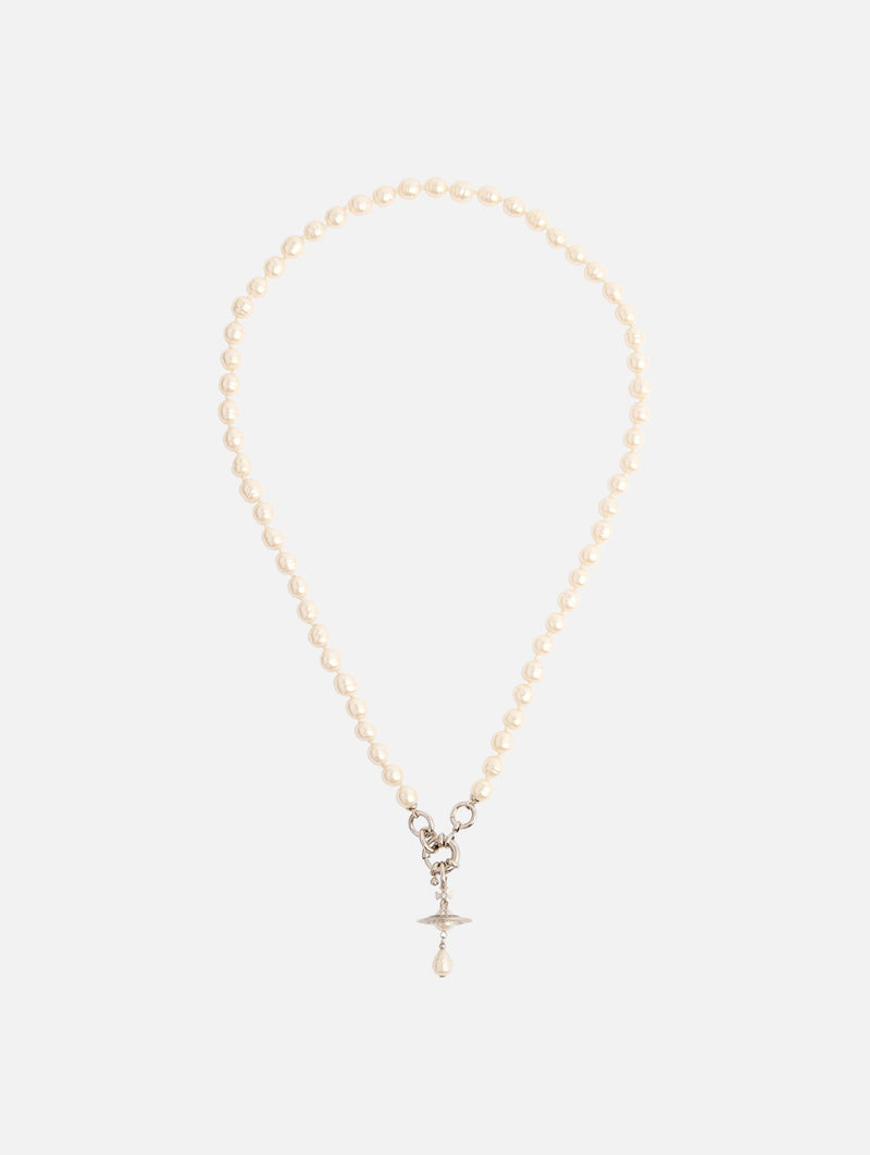 Man. Aleksa Necklace in Platinum, Creamrose Pearl & Crystal