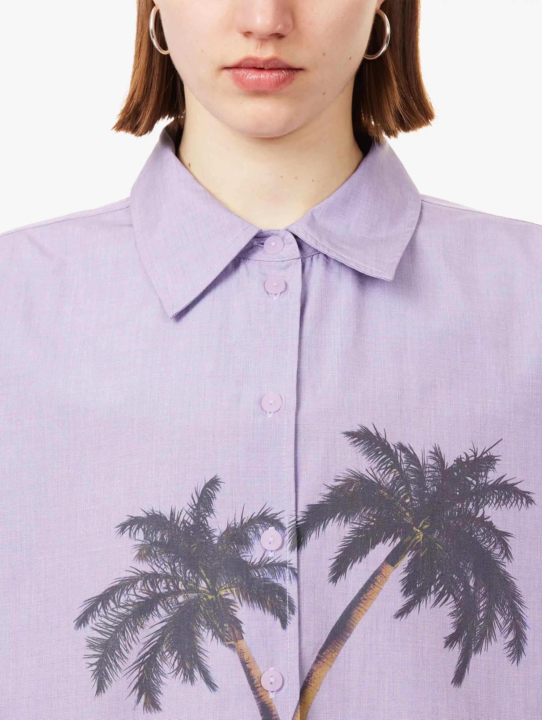 Mirage Palm Shirt in Lilac Palm Print