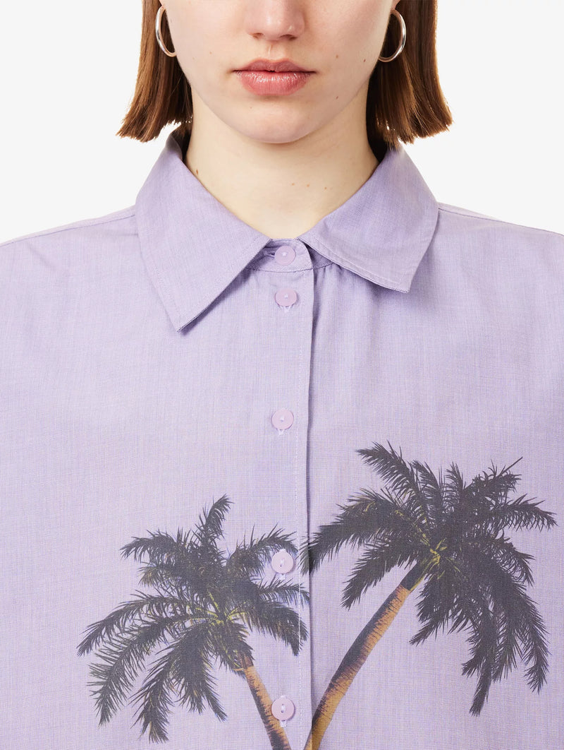 Mirage Palm Shirt in Lilac Palm Print