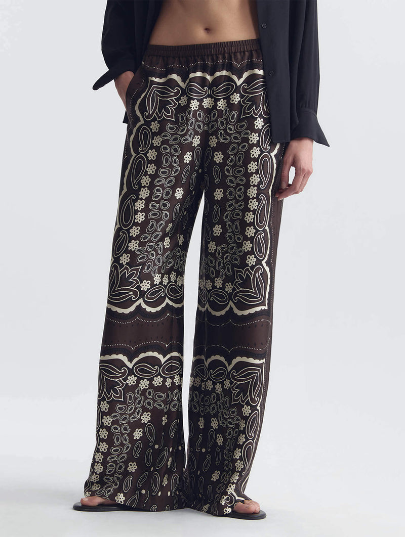 Morgan Pant in Brown Ivory Bandana Print