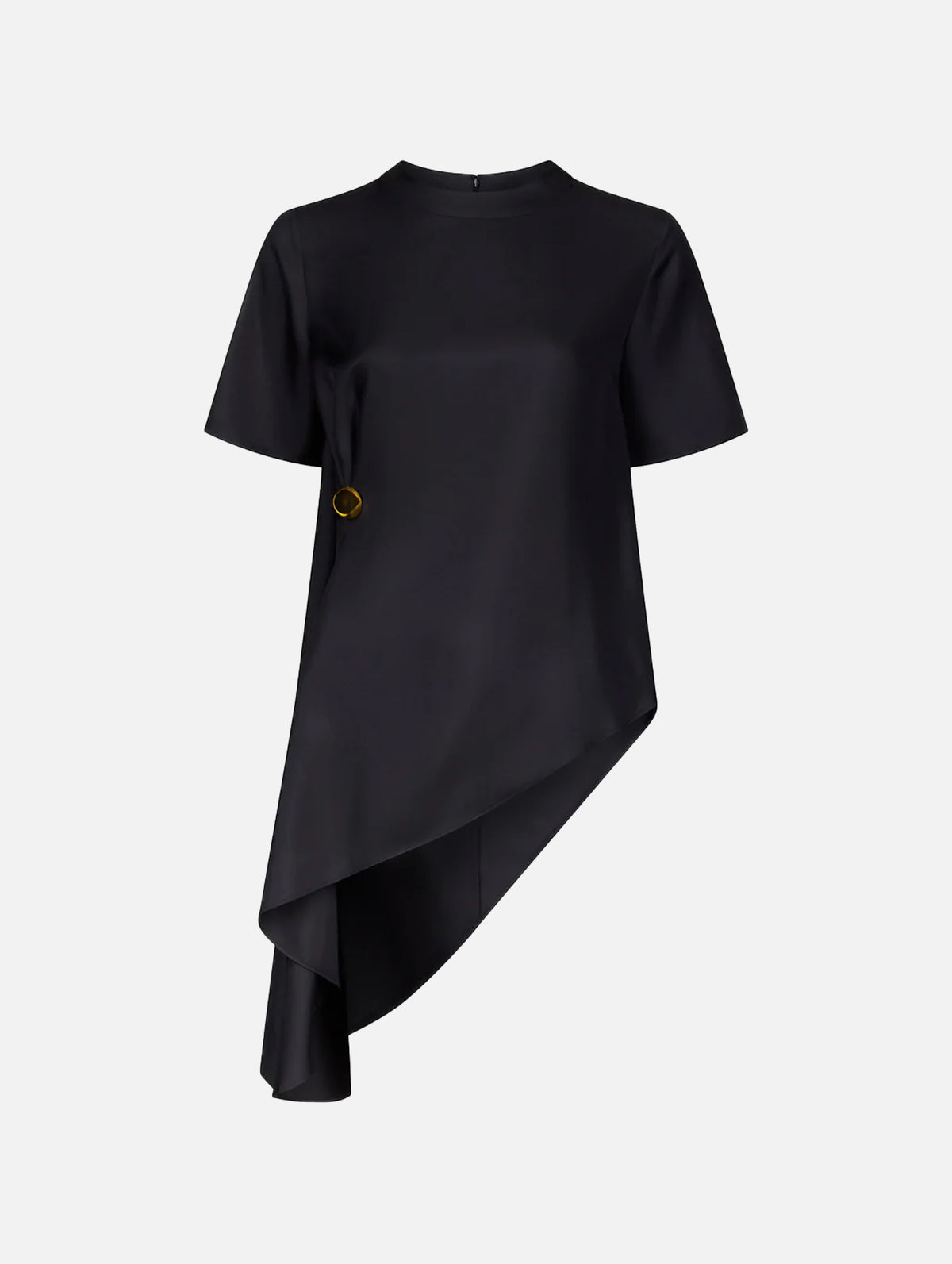 Madea Silk Draped Asymmetric Top in Black