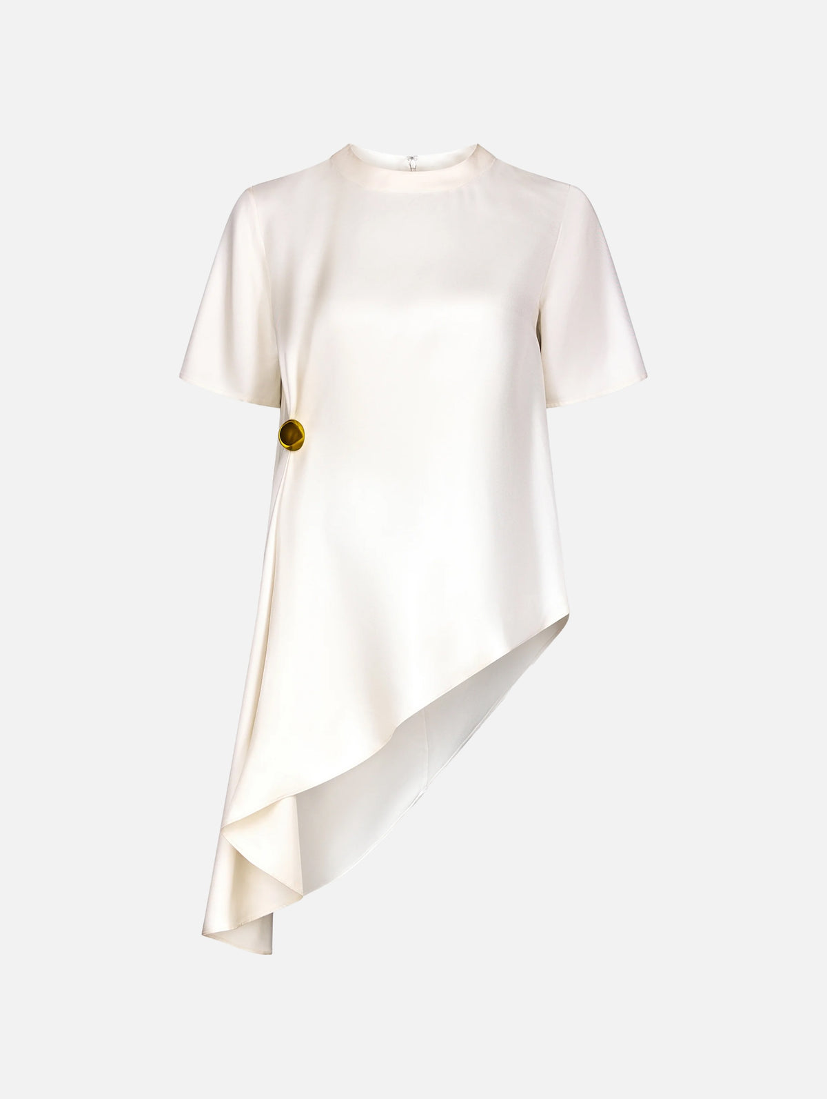 Madea Silk Draped Asymmetric Top in Ivory