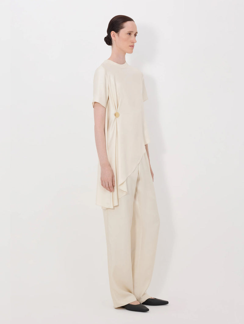 Madea Silk Draped Asymmetric Top in Ivory