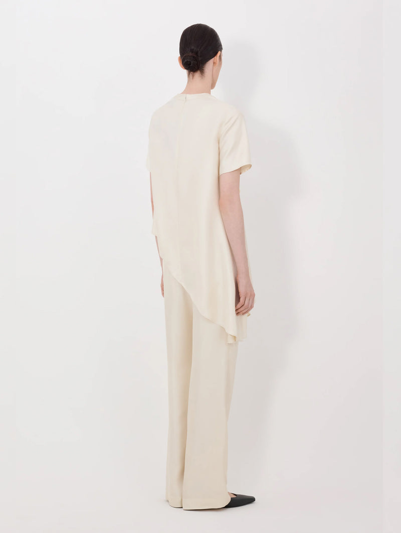 Madea Silk Draped Asymmetric Top in Ivory
