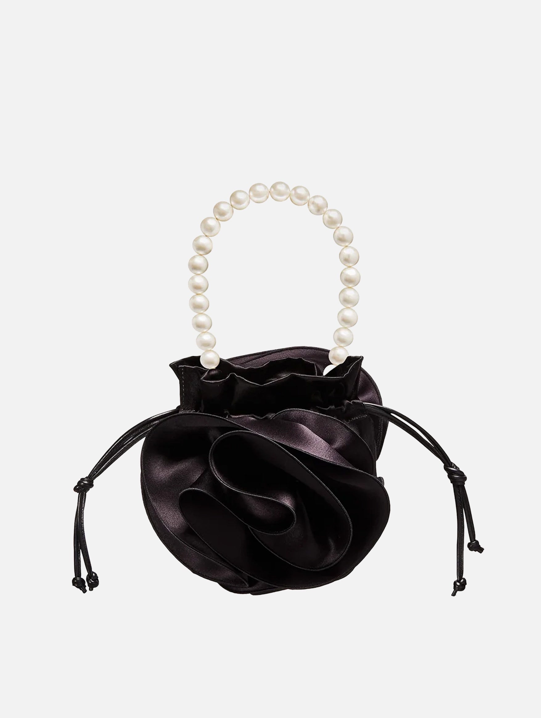 Pearl Magda Bag in Black Satin