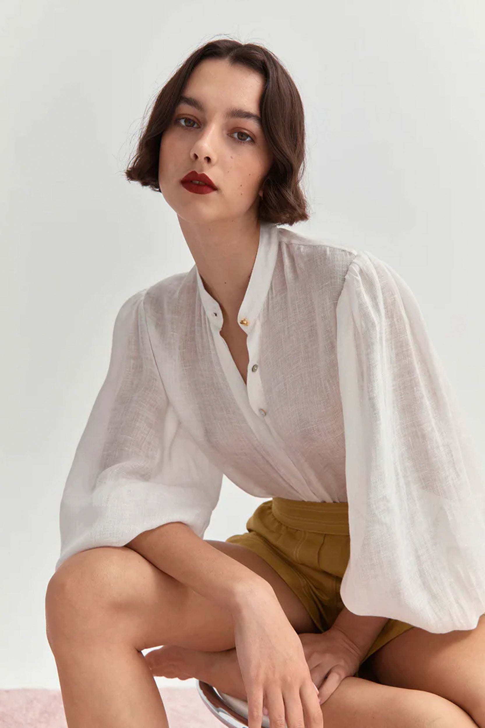 Maluku Blouse in Ivory Linen