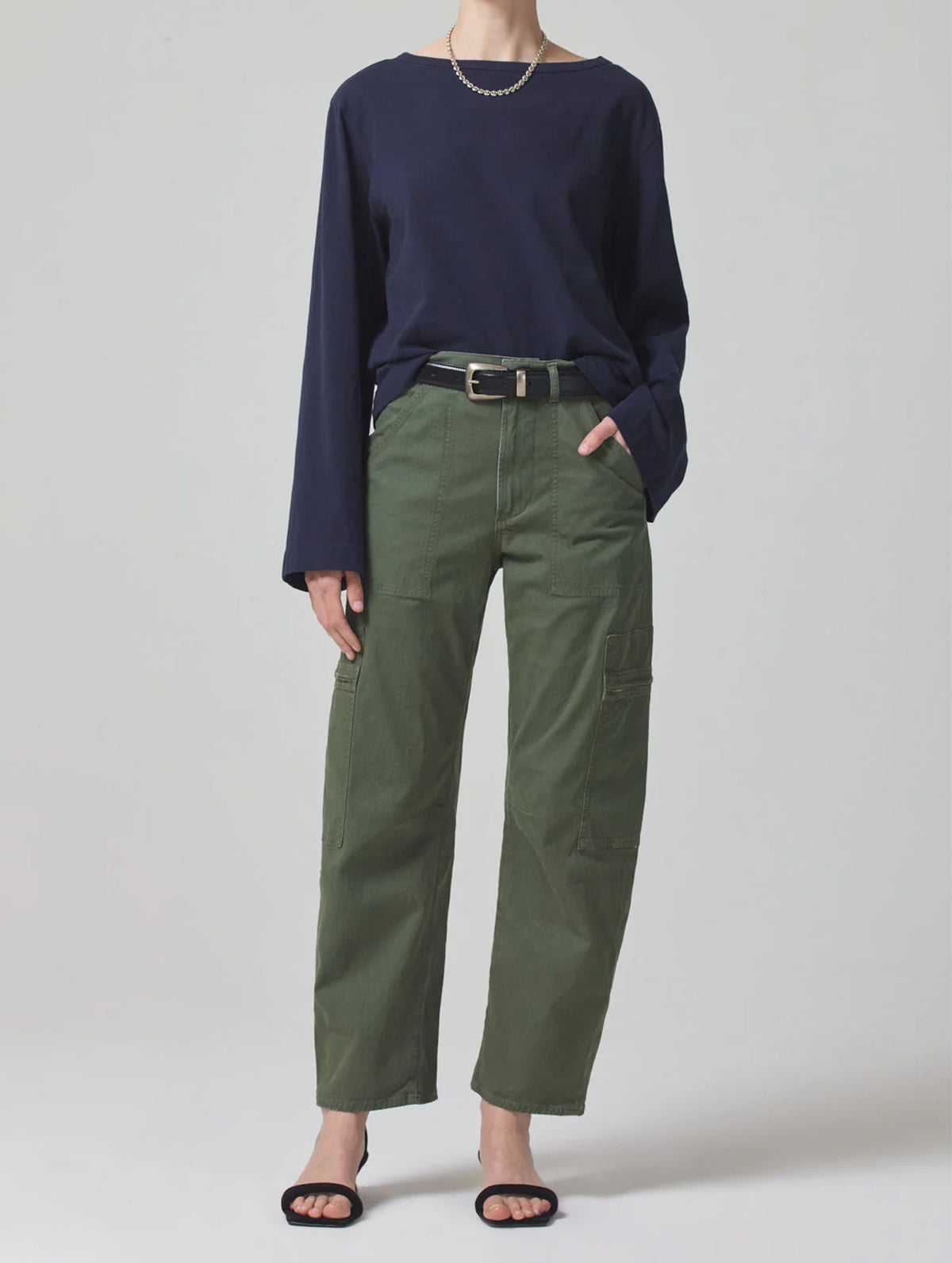 Marcelle Low Slung Easy Cargo In Surplus Green