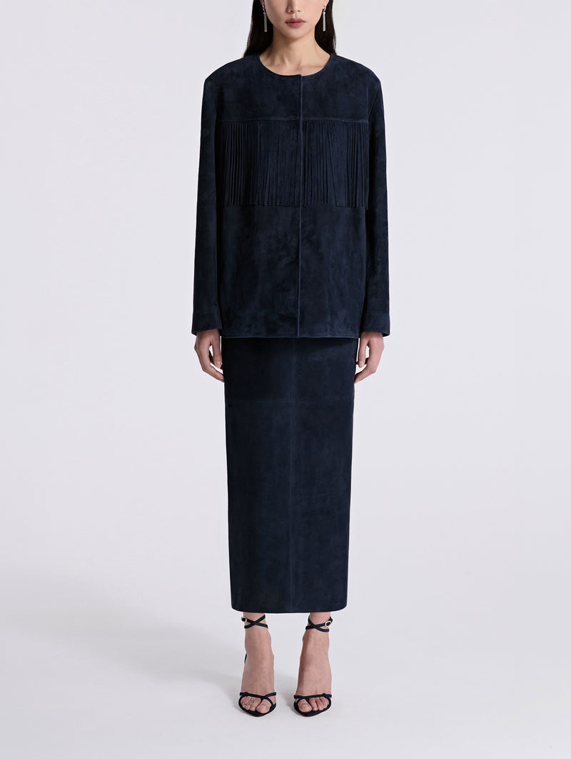 Marfa Suede Jacket in Navy