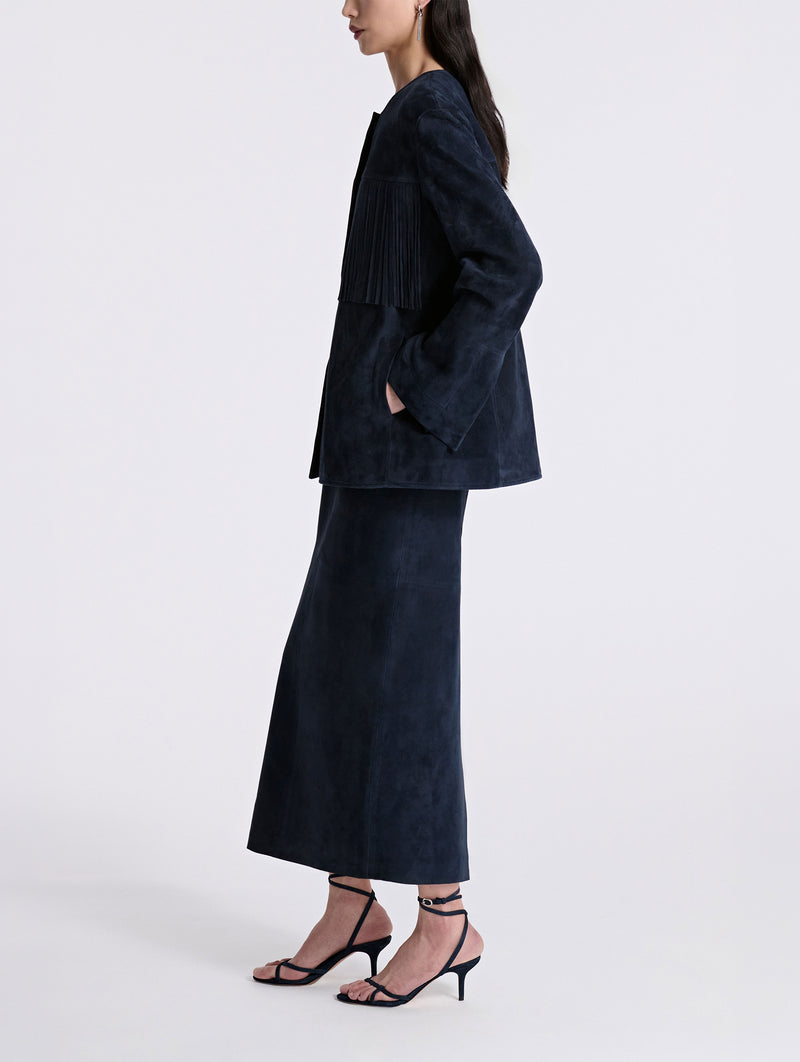 Marfa Suede Jacket in Navy