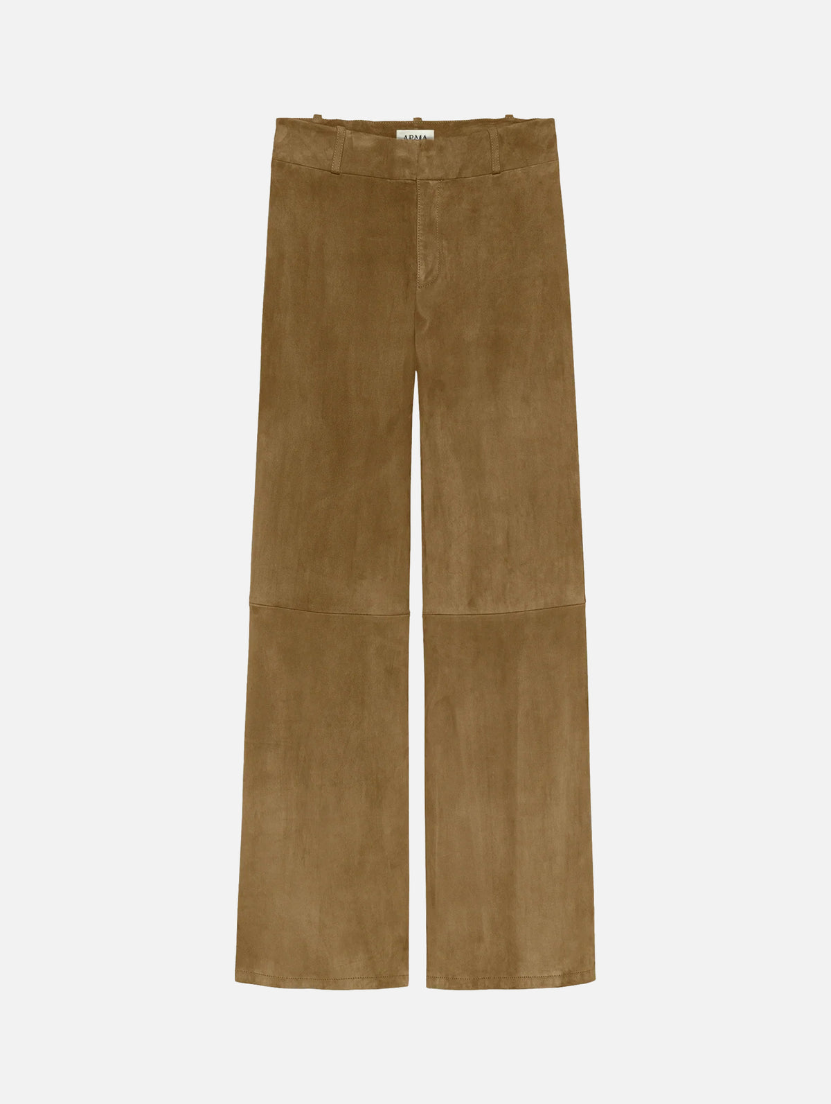 Marina Stretch Suede Trousers in Dark Olive leather