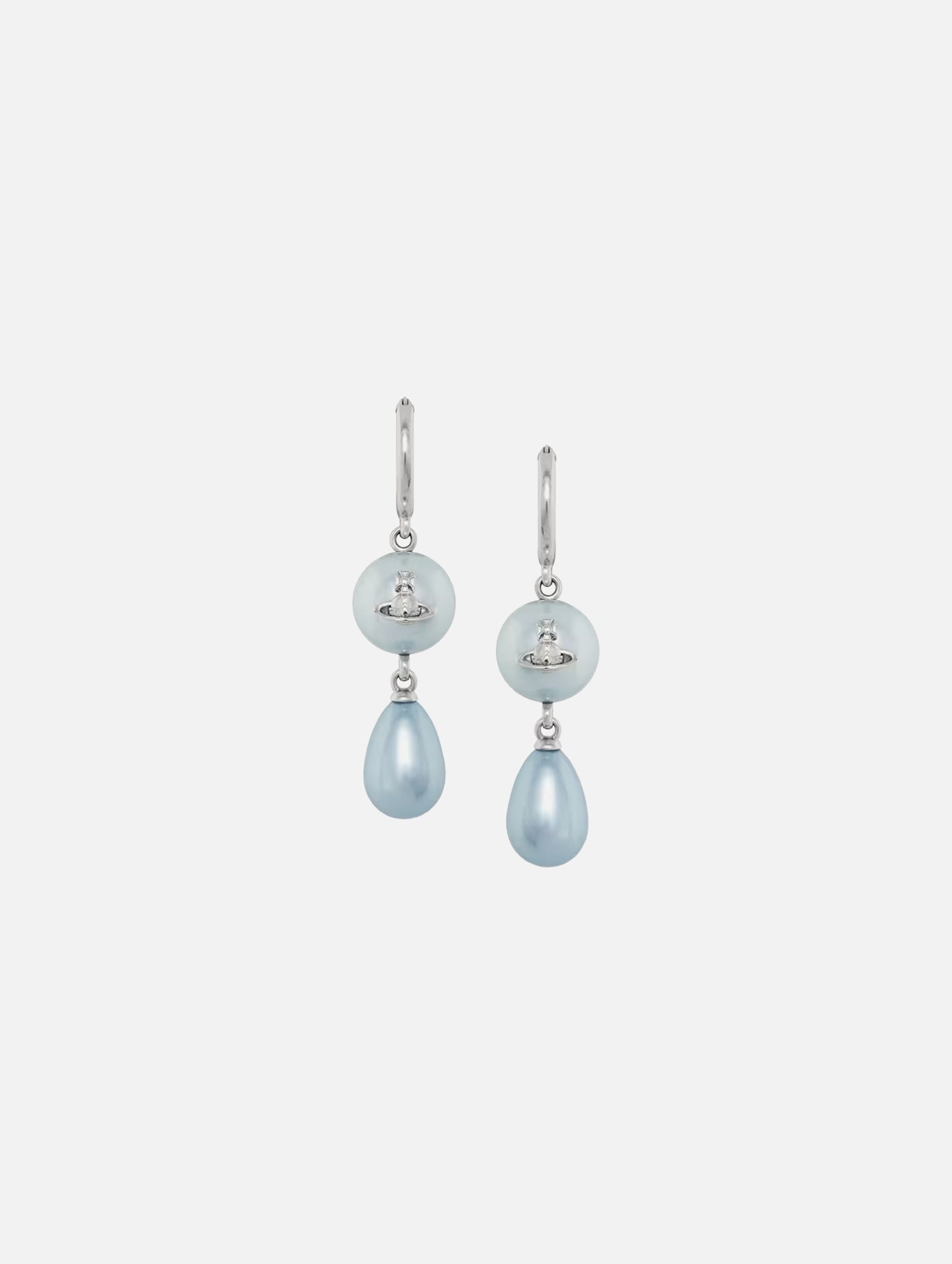 Martha Earrings in Platinum Light Blue Pearl