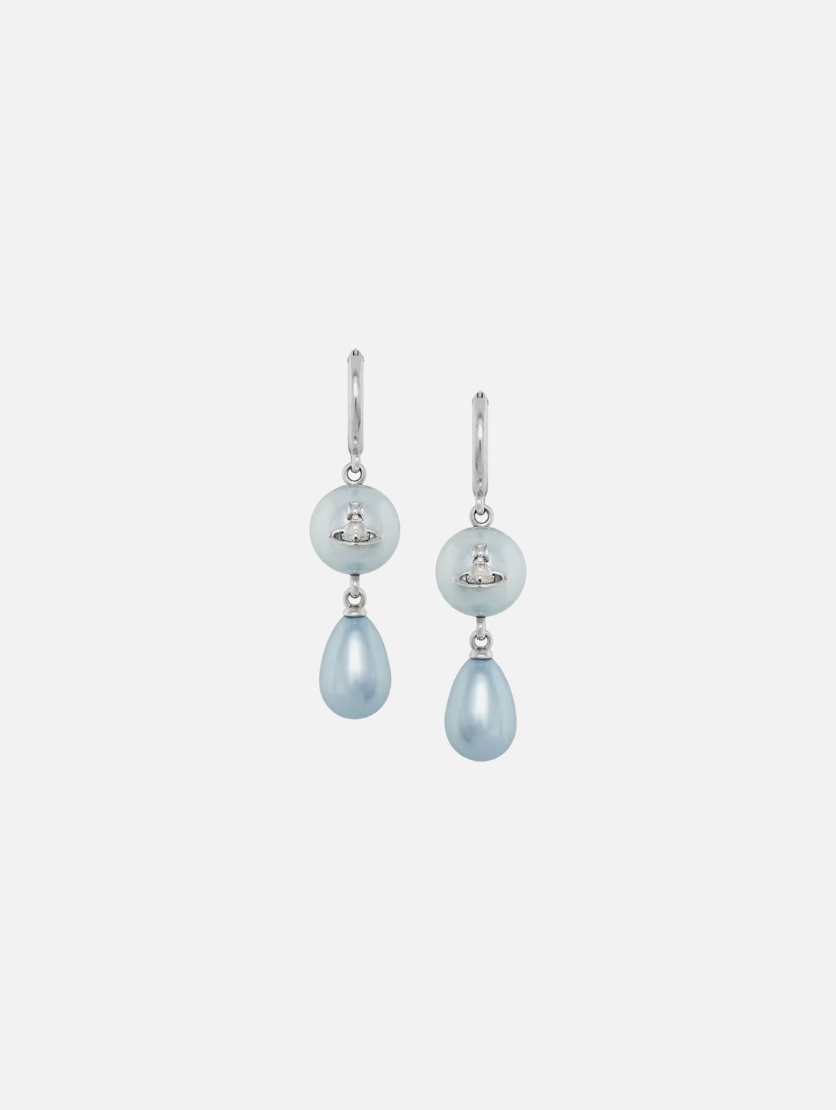 Martha Earrings in Platinum Light Blue Pearl