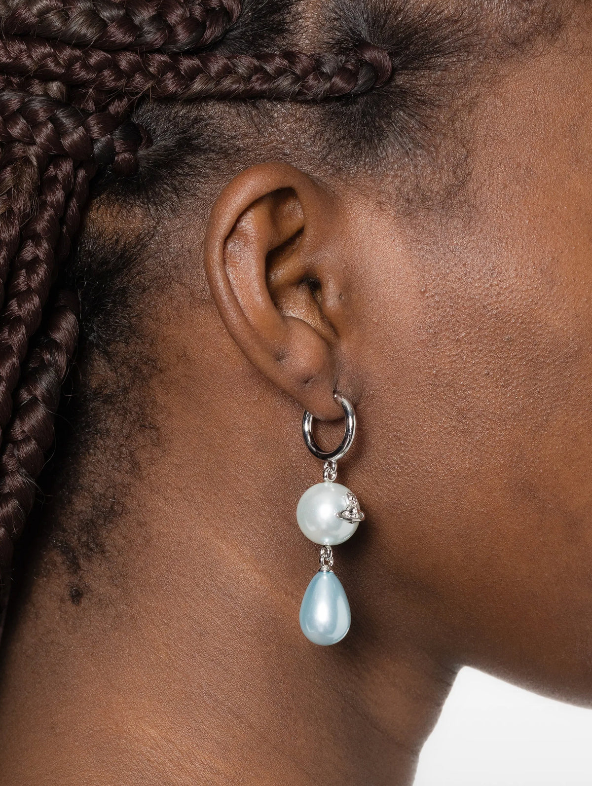 Martha Earrings in Platinum Light Blue Pearl