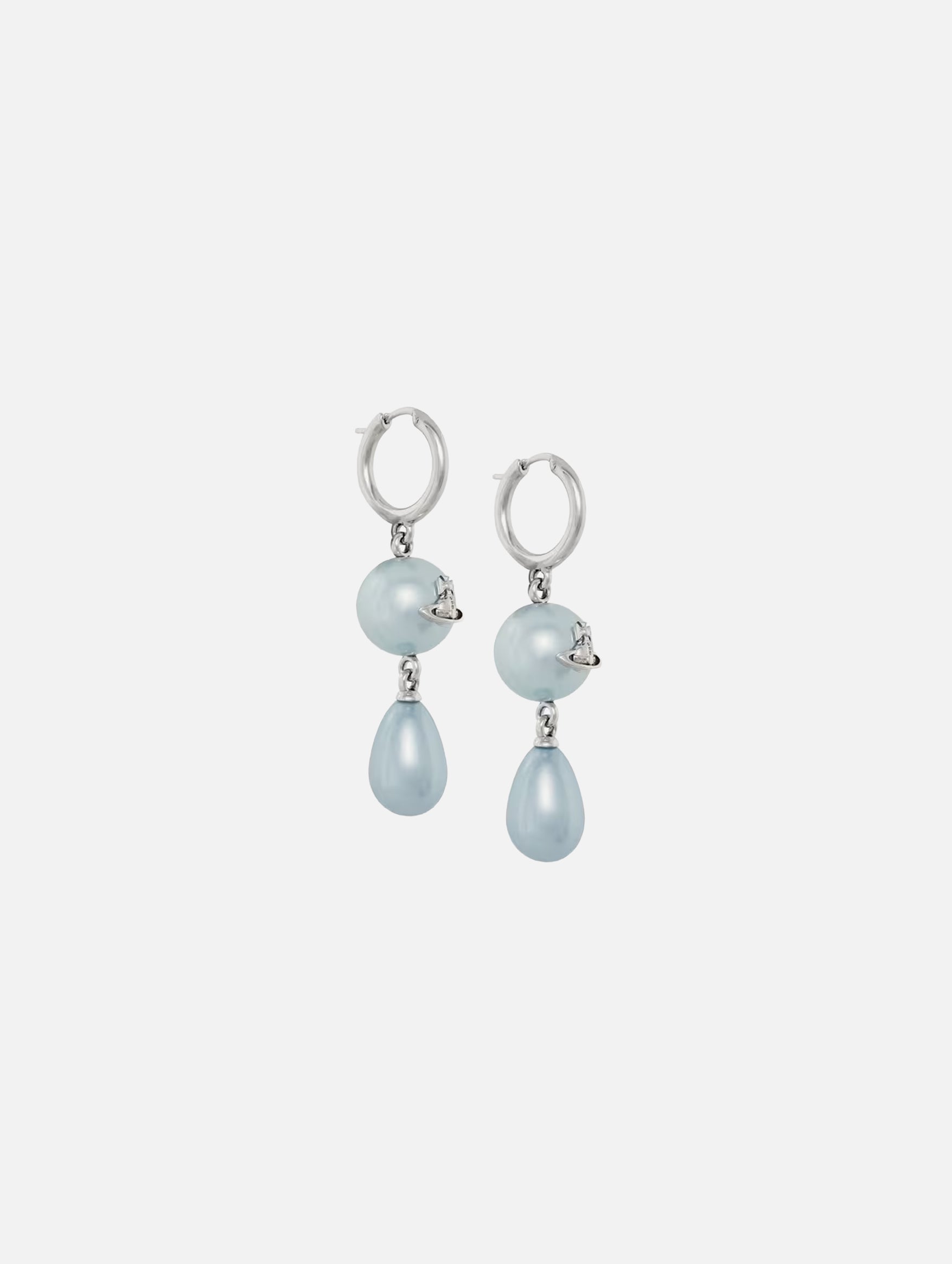 Martha Earrings in Platinum Light Blue Pearl