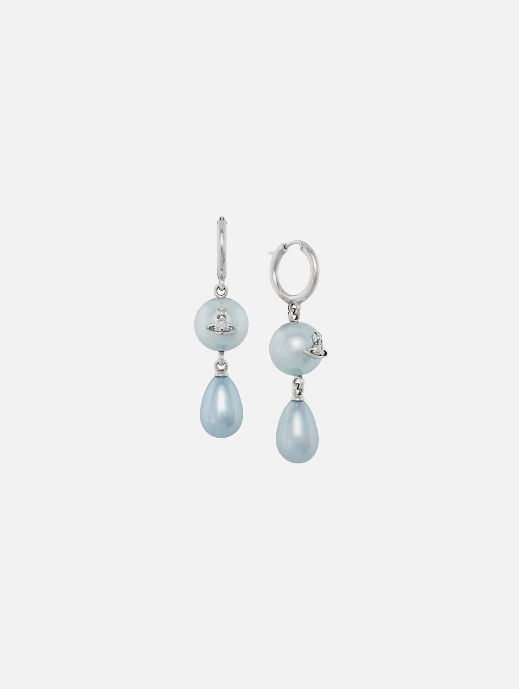 Martha Earrings in Platinum Light Blue Pearl
