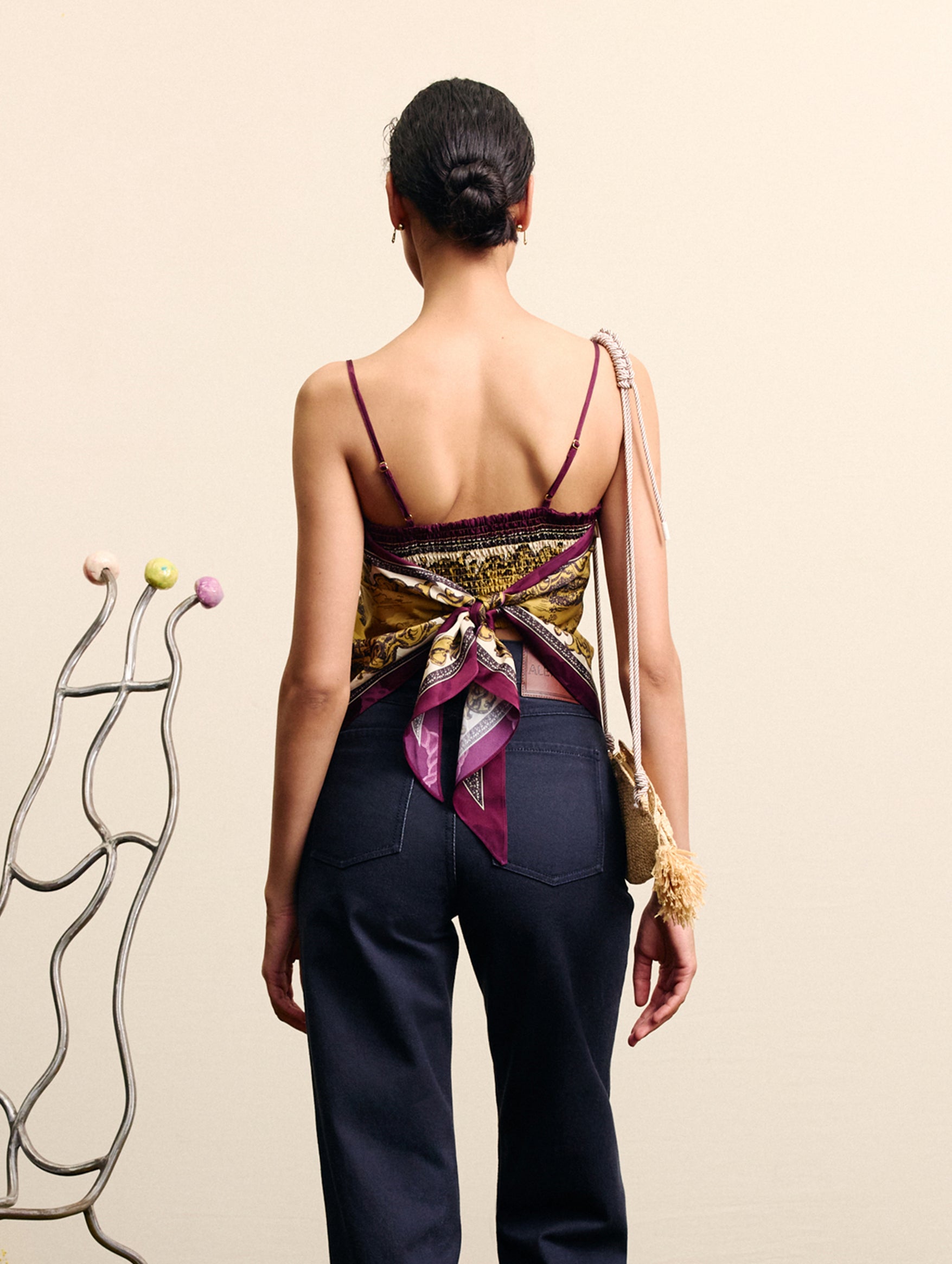 Martos Scarf Top in Gold Print