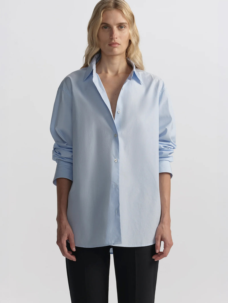 Mason Relaxed Cotton Shirt in French Blue
