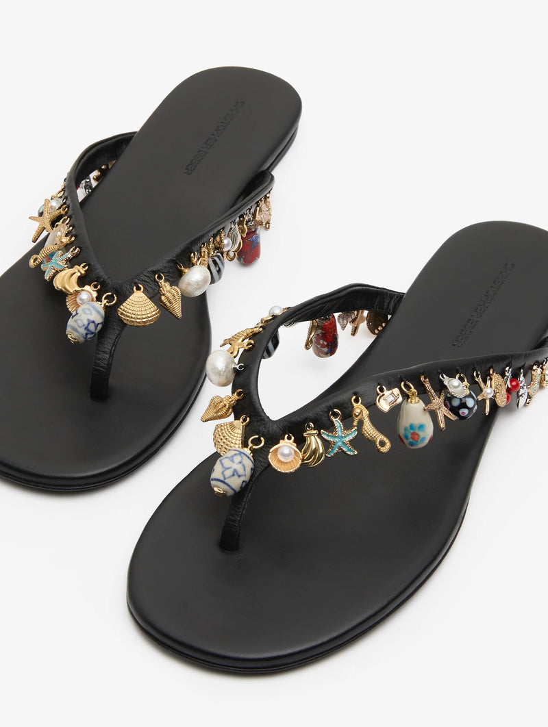 Memento Charm Flip Flop in Black