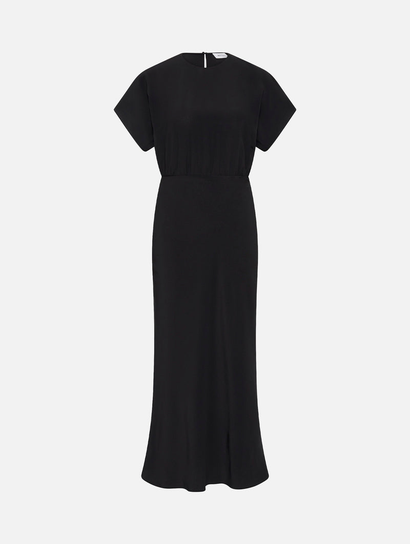Bias Silk Midi Tee Dress in Black
