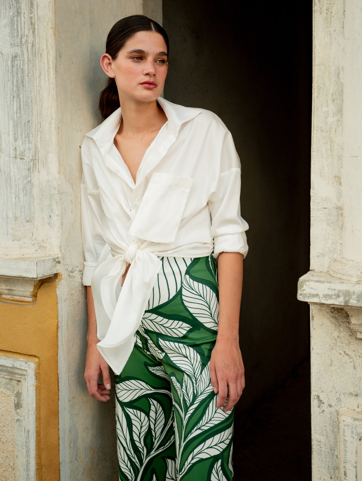 Mijita Pants in Pine Green Leaves