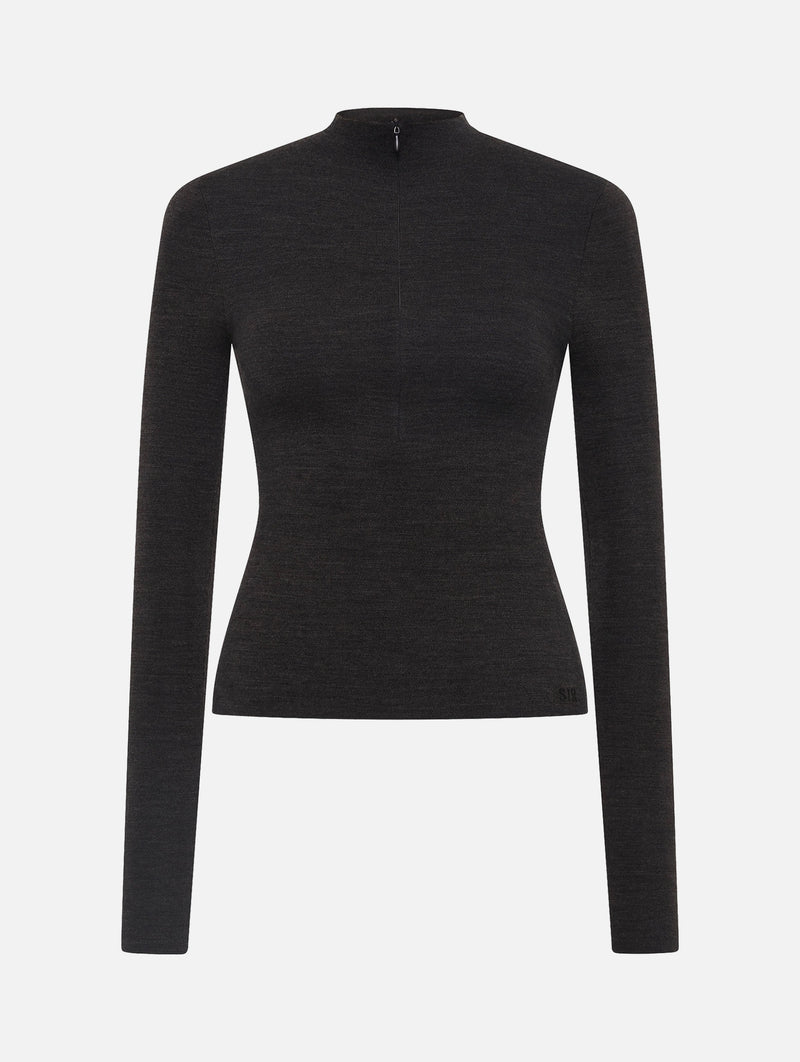 Mikkel Zip Long Sleeve Top in Marle