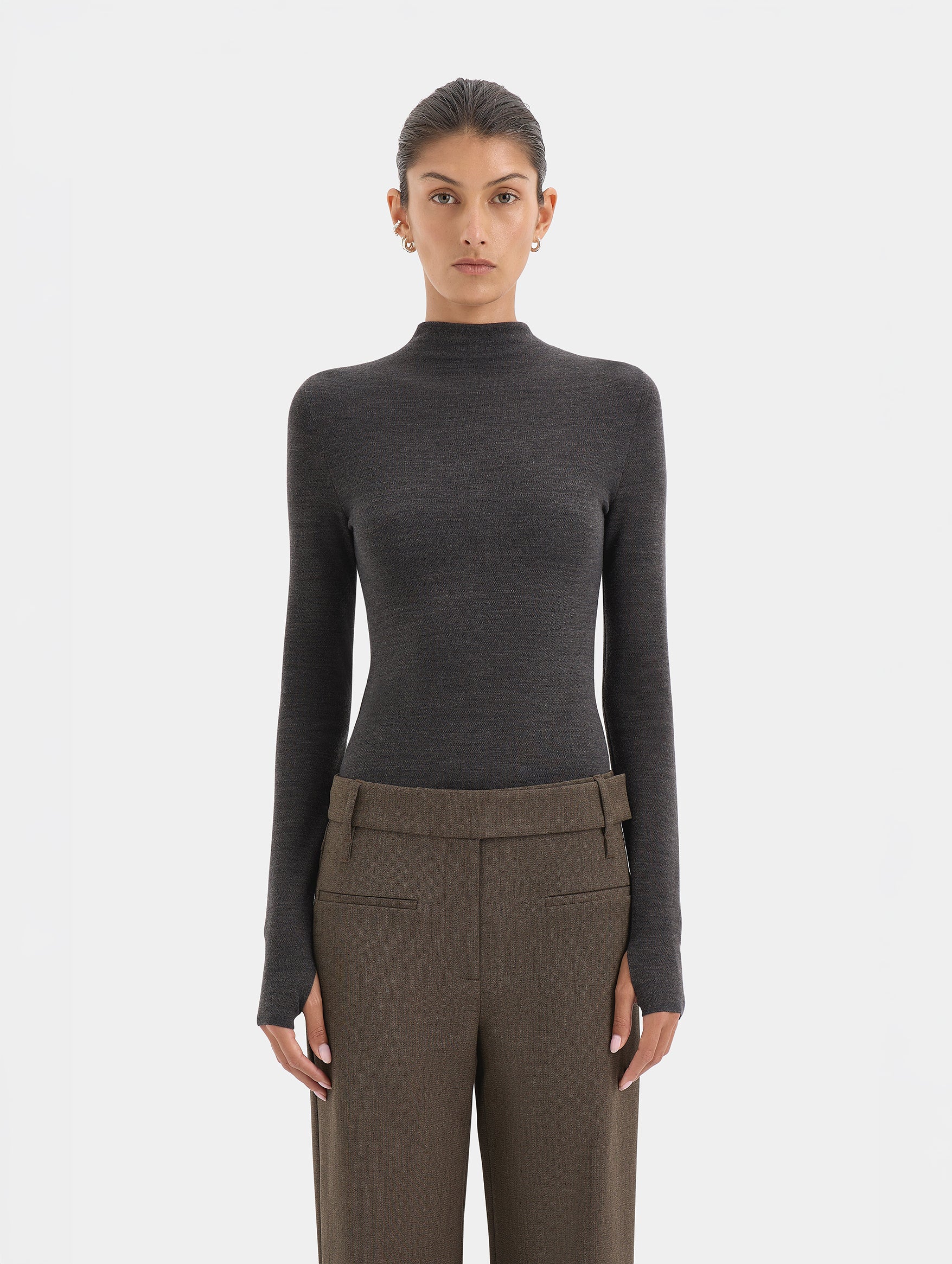 Mikkel Zip Long Sleeve Top in Marle