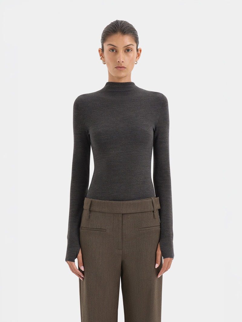 Mikkel Zip Long Sleeve Top in Marle