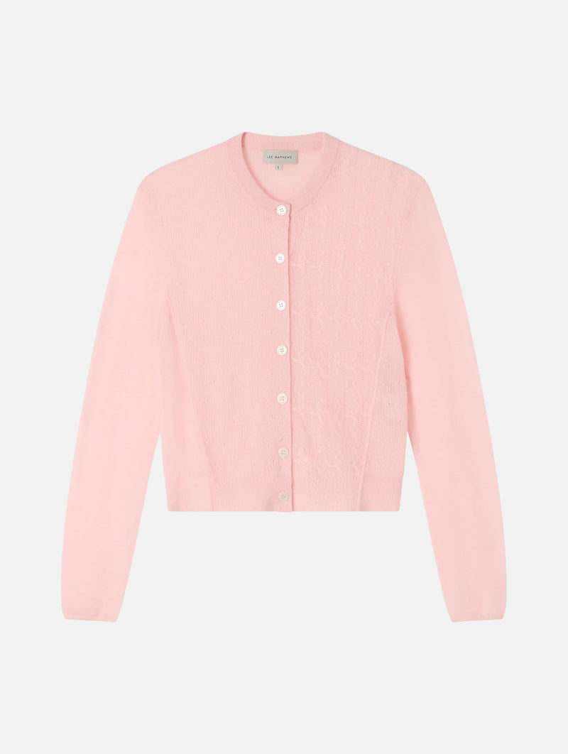 Mila Contrast Cardigan in Baby Pink